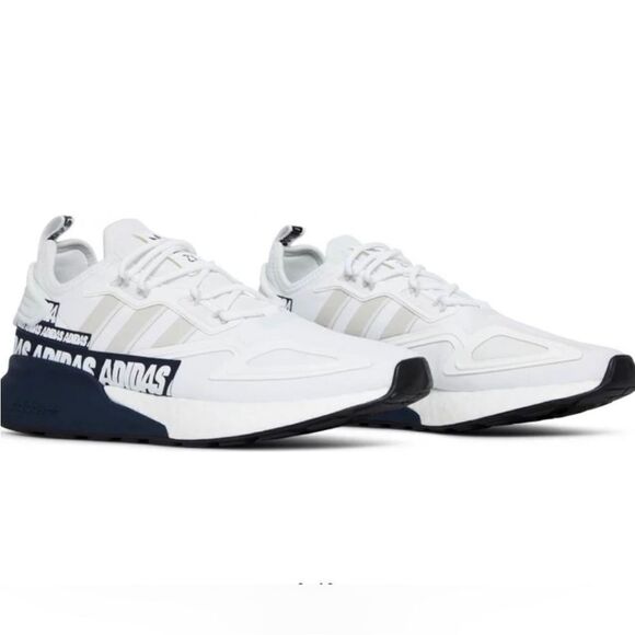 ADIDAS Shoes ZX 2K BOOST WHITE/BLUE tailgate‎ M 8 / W 9.5 Running shoes NEW - Picture 3 of 9